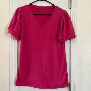 V-Neck Puff Sleeve Tee